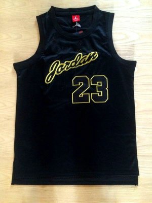 Maillot De Basket Chicago Bulls Michael Jordan 23 Commemorative Version of Real Embroidery Engrener Noir Or